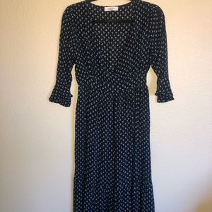 CJLA black Maxi prairie surplice floral dress M